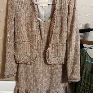 Rebecca Taylor Women's Tweed Blazer - Cream and Pink NWOT